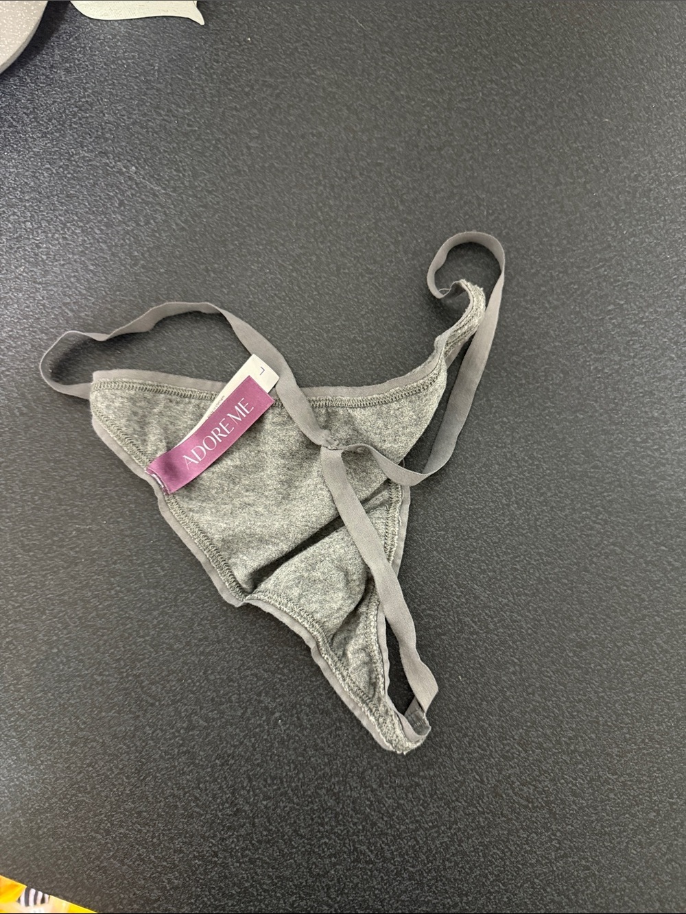 Adore Me Gray Cotton Thong Panty - Picture 2 of 2